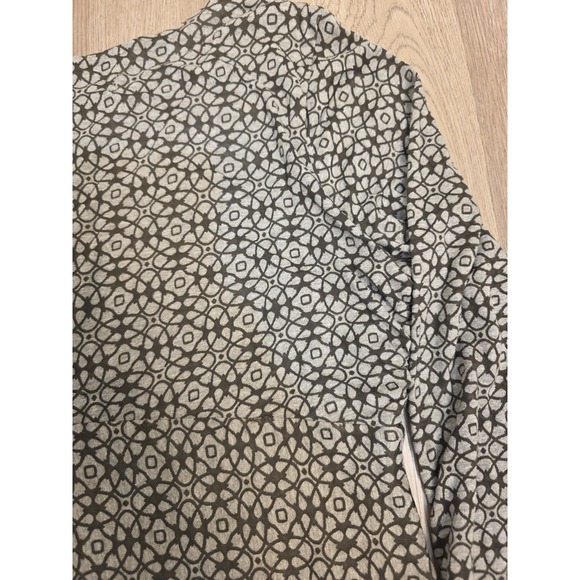 Athleta Womens Long Sleeve V Neck Dress Gray Geometric Ruched Size L - Picture 15 of 16